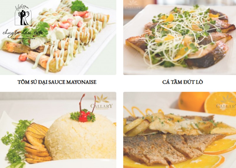 Các món trong menu tiệc cưới đa dạng các món Á - Âu